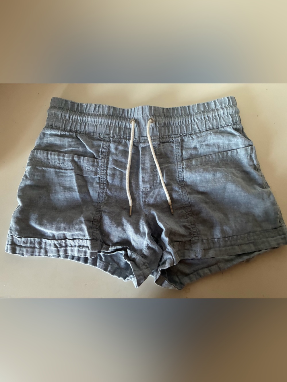 Athleta Slate Blue Cabo 4” Linen Shorts (8)